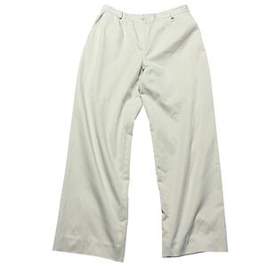 Talbots Women's Cream White Wide-Leg Trousers Size 14 Elastic Waist Business